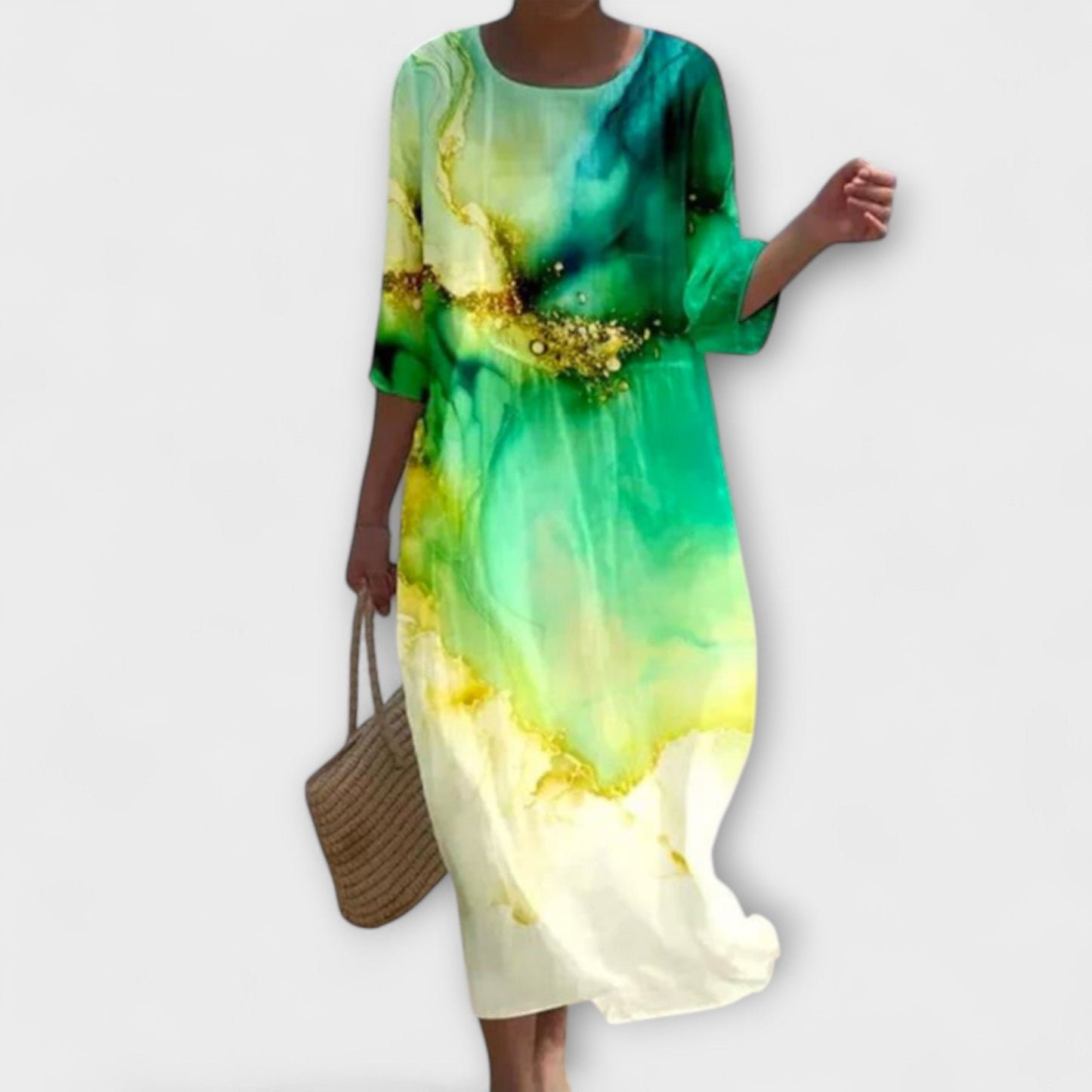 Sofie | Stilfuld Blomstret Midi Kjole
