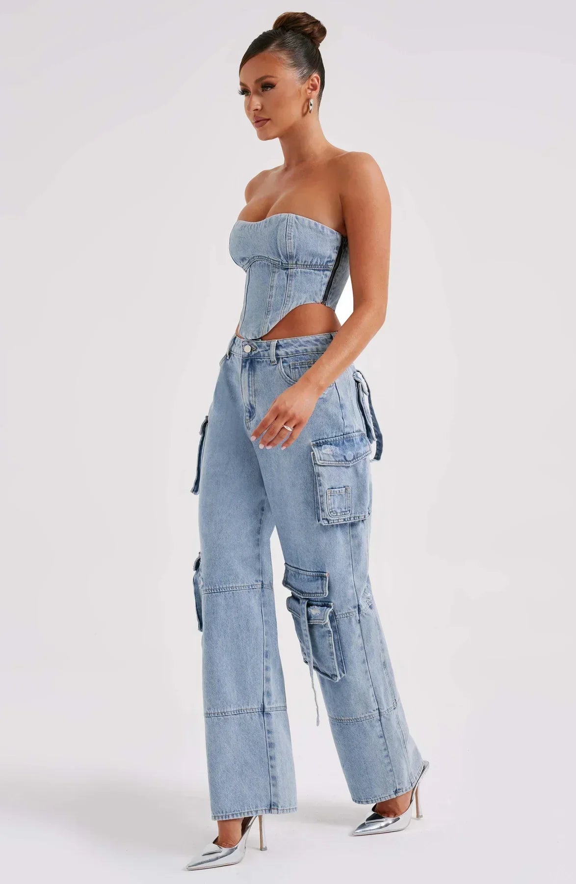 Lisbeth | Sæt med denimkorset og cargo-bukser