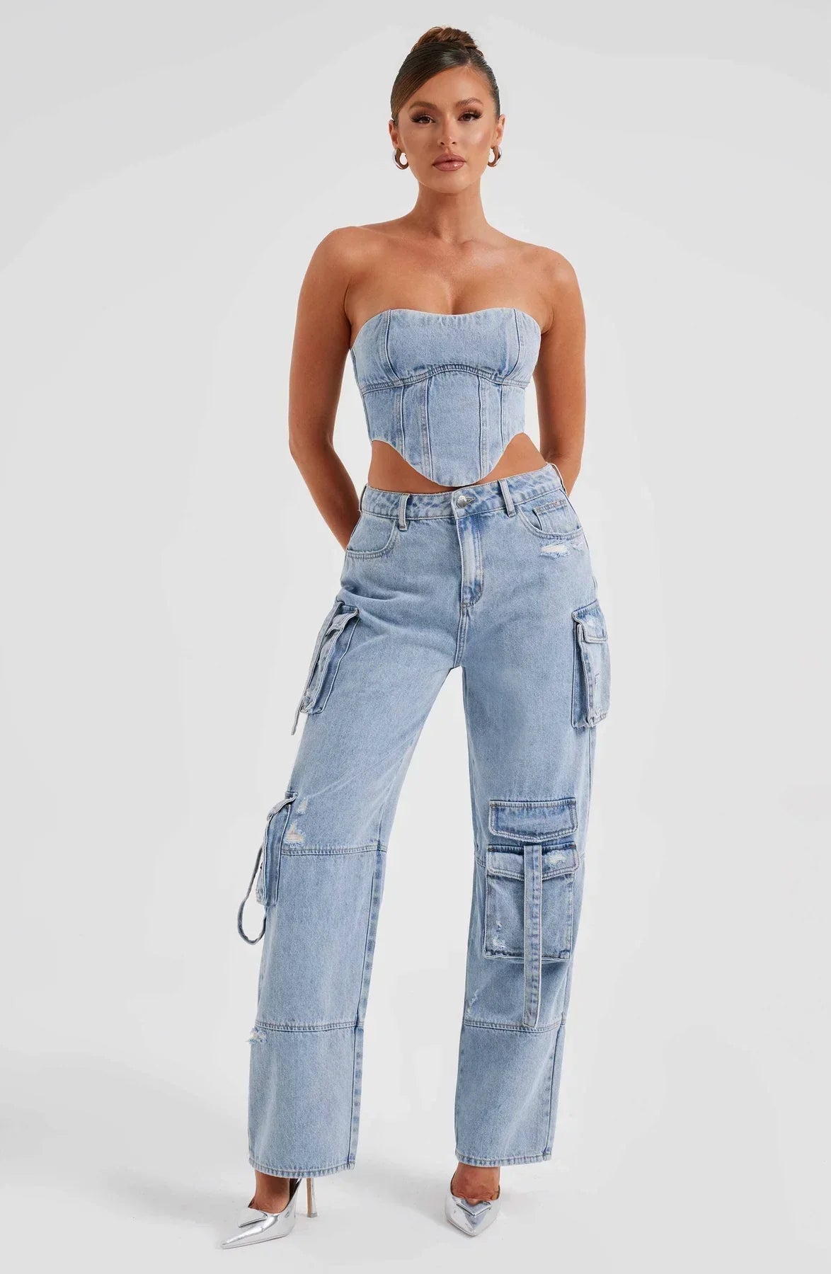 Lisbeth | Sæt med denimkorset og cargo-bukser
