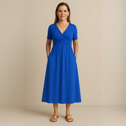 Alette | Stilfuld V-Neck Midi Kjole