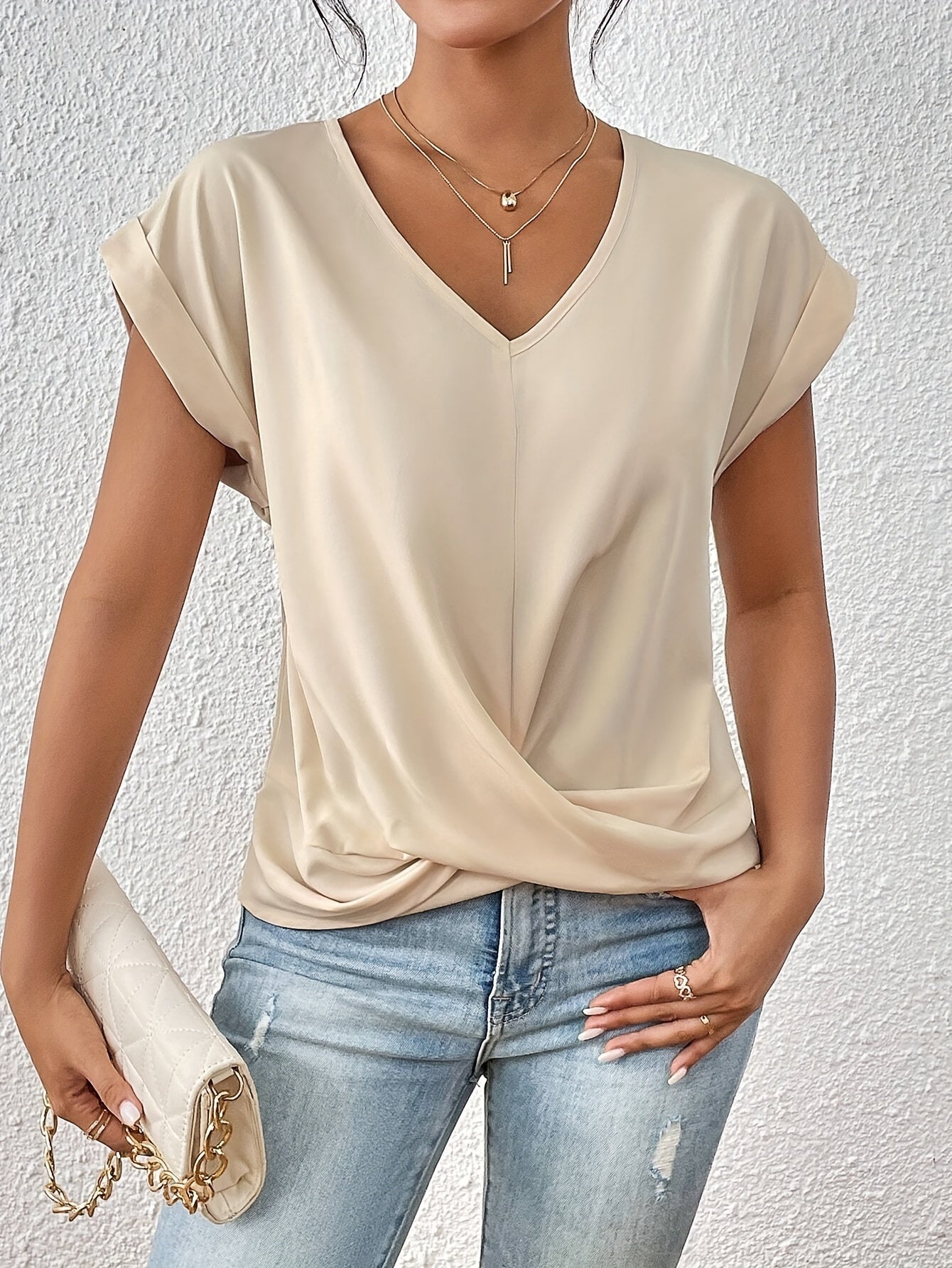 Eloise | Stylish Twist-Front V-Neck Top