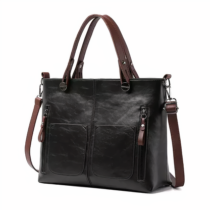 Lina™ - Vintage-inspireret læder skuldertaske