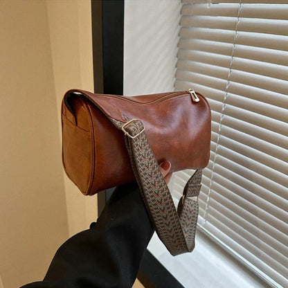 Trine™ | Vintage Læder Crossbody Taske med Vævet Justerbar Rem