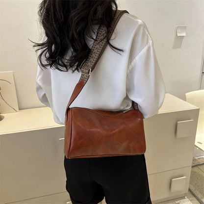 Trine™ | Vintage Læder Crossbody Taske med Vævet Justerbar Rem