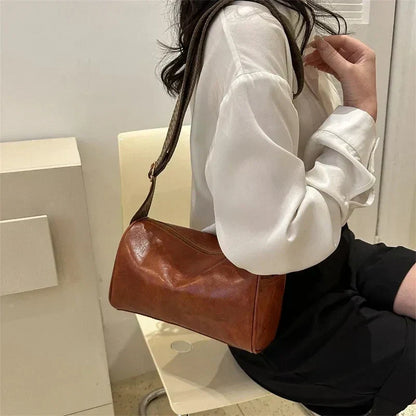Trine™ | Vintage Læder Crossbody Taske med Vævet Justerbar Rem