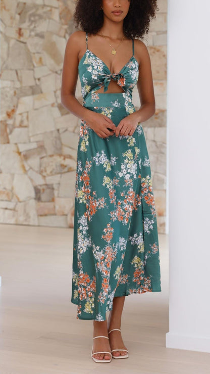 SATIN FLORAL DRESS