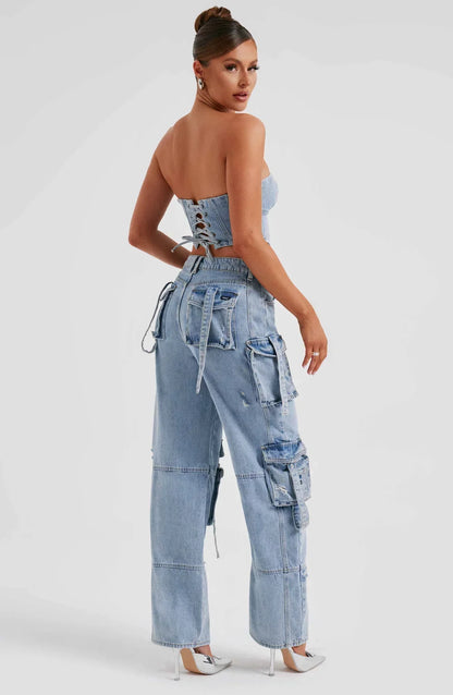 Lisbeth | Sæt med denimkorset og cargo-bukser