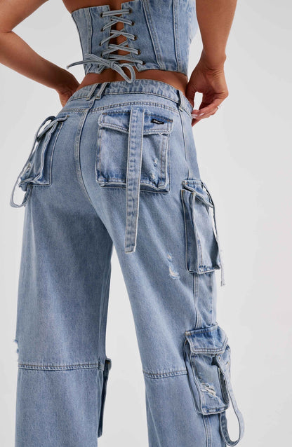 Lisbeth | Sæt med denimkorset og cargo-bukser