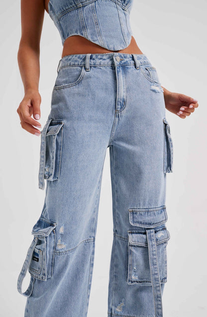 Lisbeth | Sæt med denimkorset og cargo-bukser