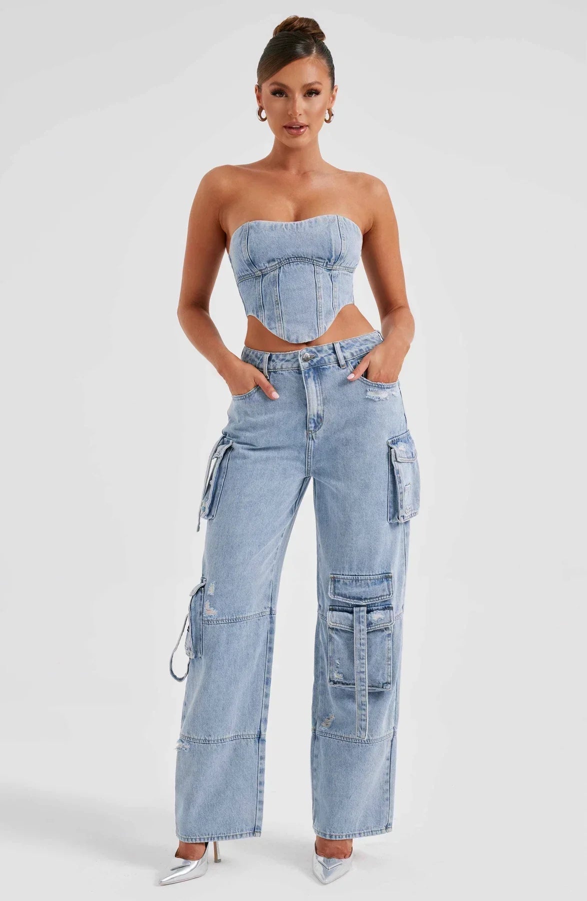 Lisbeth | Sæt med denimkorset og cargo-bukser
