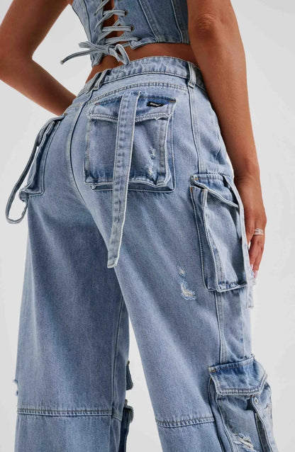 Lisbeth | Sæt med denimkorset og cargo-bukser